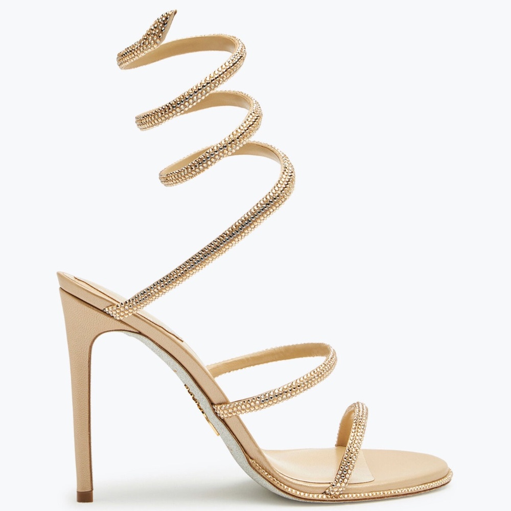 Rene Caovilla Cleo Sandals in Beige Gold 105